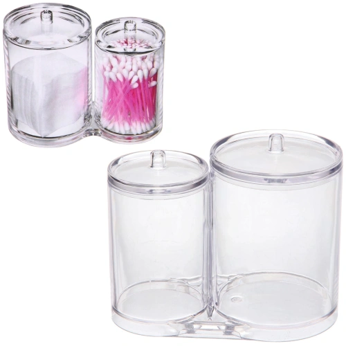 Органайзер для хранения ватных палочек и дисков"ФАНТЭНЕГРО", прозрачный, 15.3*8.6*12.5см