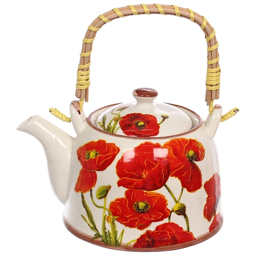 Чайник заварочный керамический 700мл с ситом "Маки"