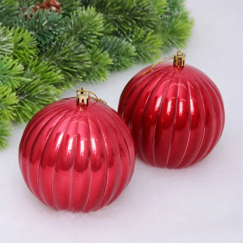 Набор шаров "Волшебные грани " 10 см (в наборе 2 шт), Рубин