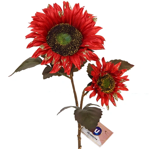 Искусственные цветы FLOWERS GLAMOUR 63см Подсолнухи 2 цветка красные_7