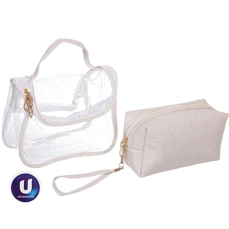 Косметички 2шт "ФРАТЕЛЛИ", цвет цвет молочный, 21*12*15см (лейбл Ultramarin)