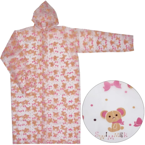 Дождевик-плащ "Мишки" с капюшоном и завязками, на кнопках 100 Мкрн 110*65см матовый ДоброСад