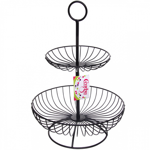 Фруктовница "Brownie" 2 яруса (16*25*36см) полоски черная