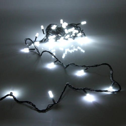 Гирлянда для дома НИТЬ "Хрусталь" 8 м 50 ламп LED, черный пров,IP-40. 8 режимов, Белый (возможность соединения)