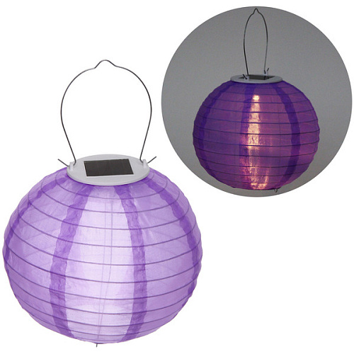 Светильник дачный на солн. батарее "Фонарик" 20 см, 1 лампа LED, с подвесом, Фиолетовый