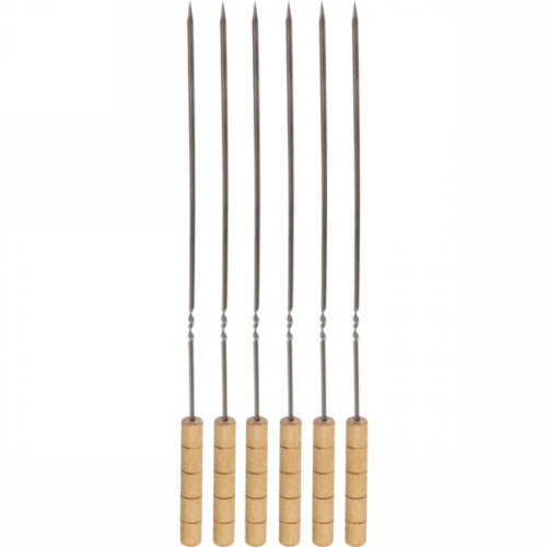 Набор шампуров 6 шт с деревянными ручками, длина 40 см, ширина 5 мм