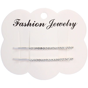 Невидимки для волос 2шт "Кристалы Агоры", классика, цвет серебро, 6см (блистер и пакет с подвесом)