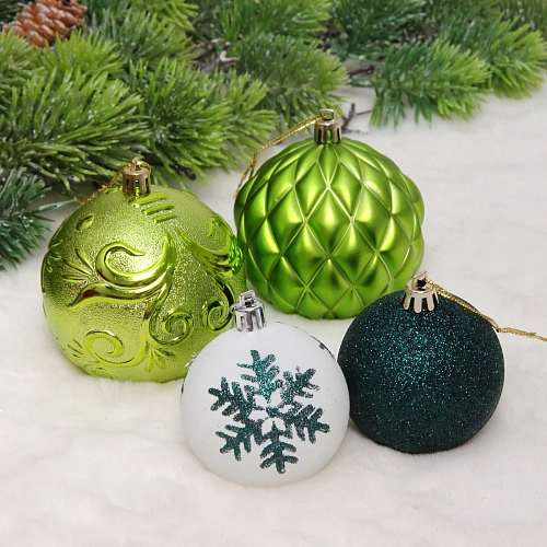 Новогодние шары Изыск 86 см (набор 18 шт), ИзумрудСалатовыйБелый_5