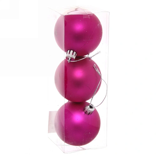 Новогодние шары 6 см (набор 3 шт) Матовый, розовый_7