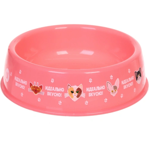 Миска пластиковая "МОЙ БРО - Идеально вкусно!, цвет розовый  21*6,5см (логотип на миске) 700мл