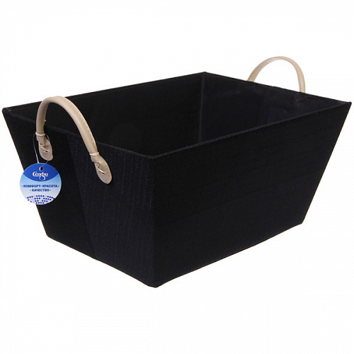 Коробка для хранения с ручками "ЭЛЬГА", цвет черный, 39*26*18см (лейбл селфи)