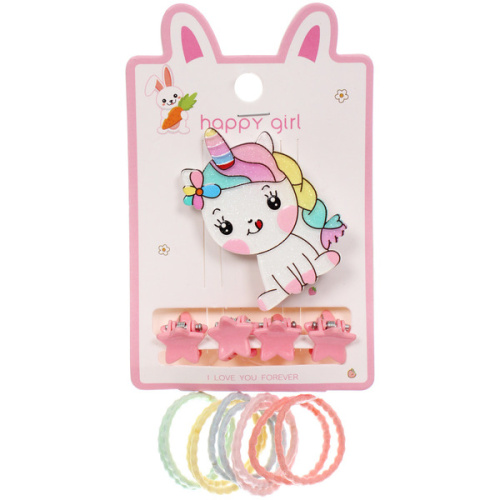 Аксессуары для волос детские "БАМБИ БУМ", Единорожек Лилу, 11*7см (4 краба, зажим и 10 резинок)