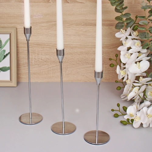 Подсвечники "SUNSHINE" 23 /28/32 см (набор 3 шт), Серебро