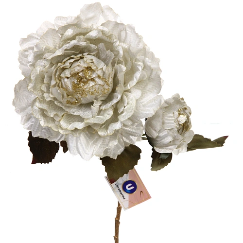 Искусственные цветы FLOWERS GLAMOUR 60см Пионы 2 цветка белые_7