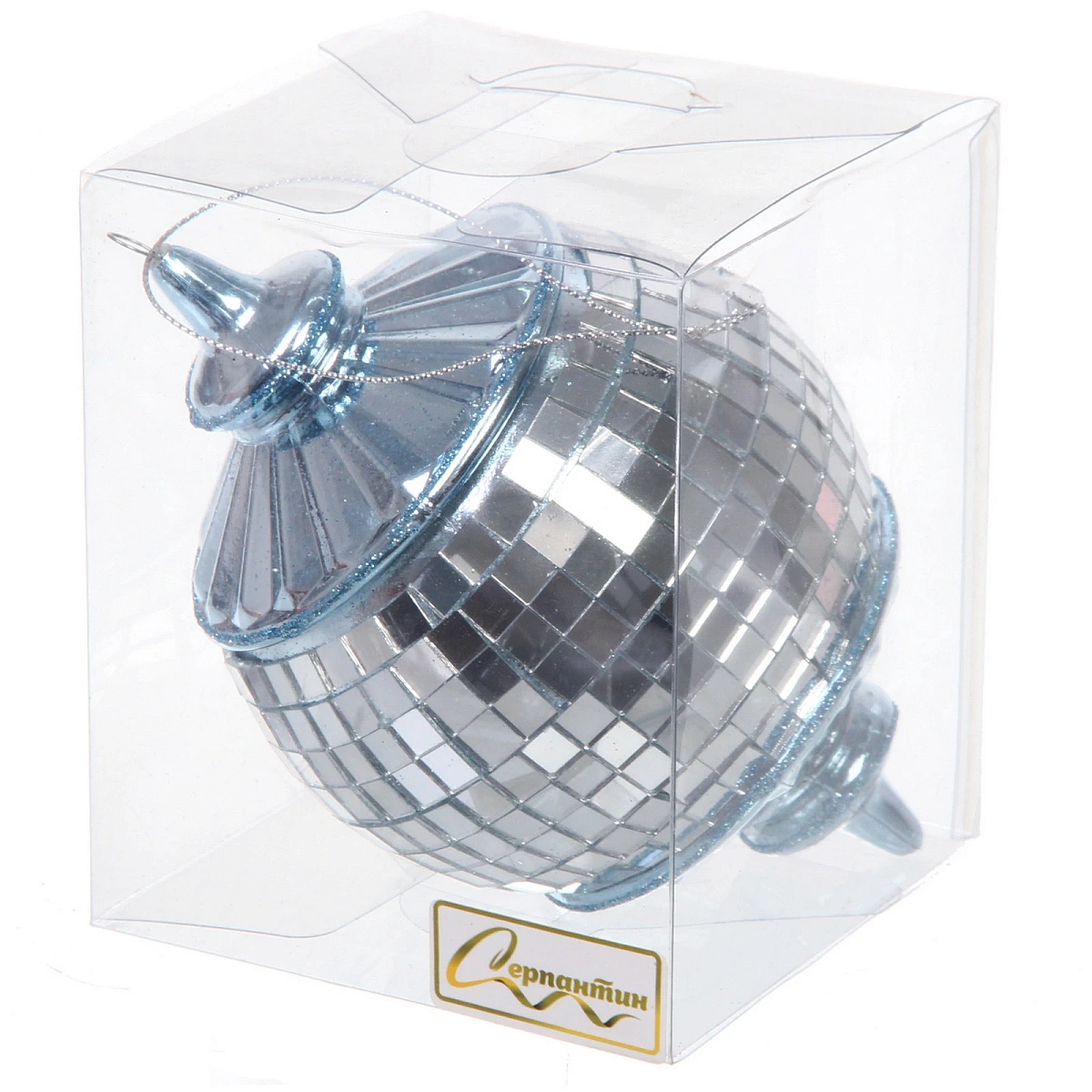Елочная игрушка "Новогодняя дискотека" 8*8*13 см, голубой
