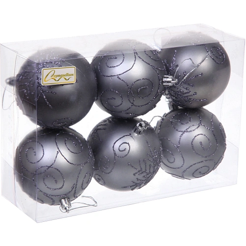 Набор шаров 8 см Magic wish (набор 6 шт), Графит_3