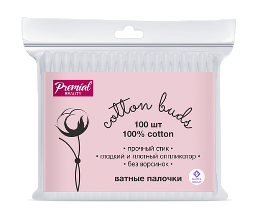 Ватные палочки PREMIAL classic 100шт пакет