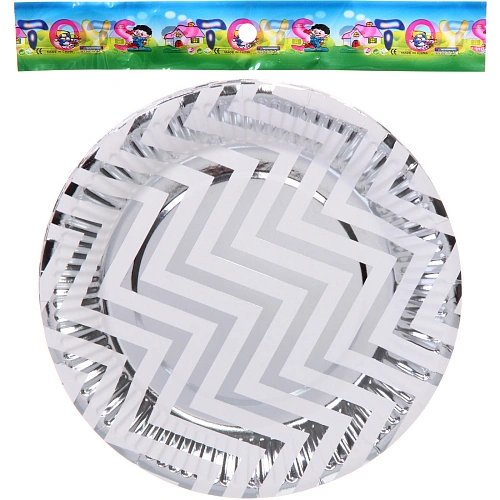 Тарелка бумажная 18 см в наборе 10 шт Зигзаг, серебро_4