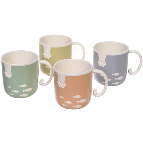 Кружка пластиковая 300мл "Котик рыболов", микс цветов