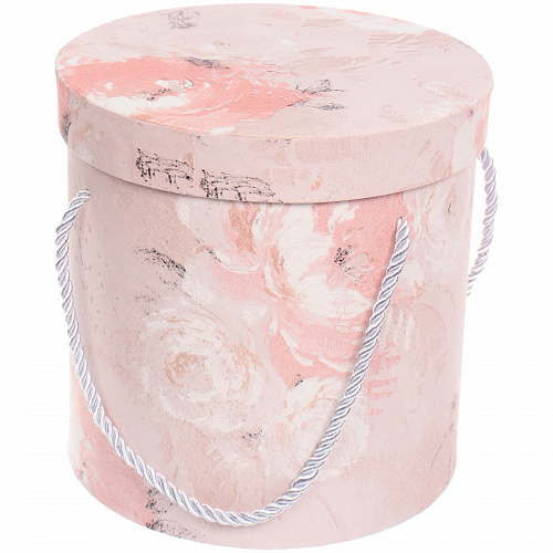 Коробка подарочная "Акварельные цветы" 19*19*18 см, розовый