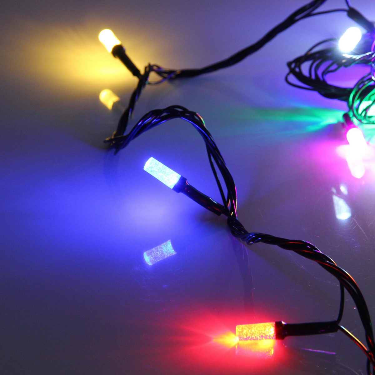 Гирлянда для дома НИТЬ "Хрусталь" 8 м 50 ламп LED, черный пров,IP-40. 8 режимов, Мультицвет (возможность соединения)