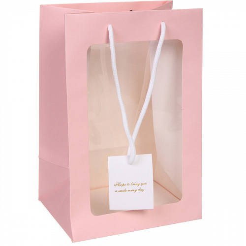 Пакет для цветов и подарков "Шарм" 20*15*30 см, розовый