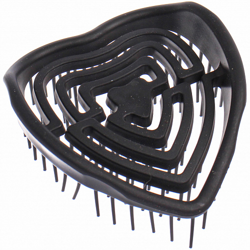 Расческа массажная компактная для влажных волос "МИРА", цвет черный, 8,5*9см (PVC коробка)