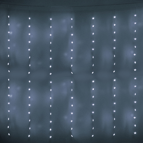 Гирлянда для дома ЗАНАВЕС "Звезды" ш3* в2 м 160 ламп LED, прозр. пров, 8 реж,IP-40, Белый (возможность соединения)
