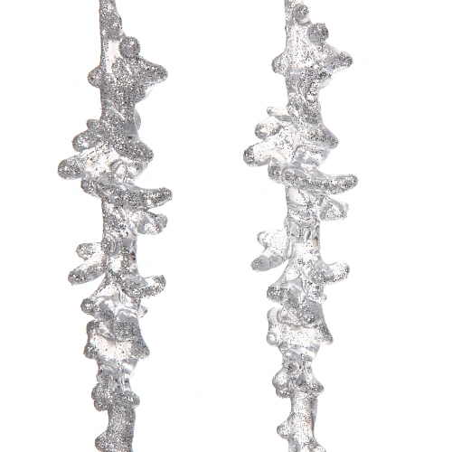 Подвеска Кристальная сосулька 26 см (набор 2 шт), Серебро_4