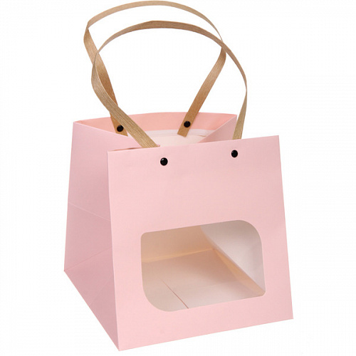 Пакет для цветов и подарков "Подарок" 20*20*20 см, розовый
