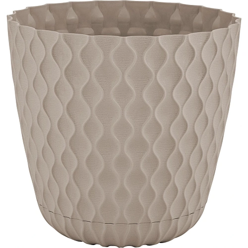 Горшок для цветов пластиковый 4,7л d-20,5см "Wave" с дренажной сеткой и съемным поддоном, французский платан