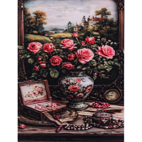 Алмазная мозаика в рулоне 3040см полная выкладка DIAMOND, Пионы в вазе_4