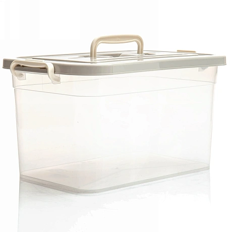 Контейнер для хранения с крышкой, ручкой и ручками-защелками "ЭКСПЕРТХАУС", прозрачный, 31*20*18см, 6,5л