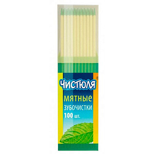 Зубочистки ЧИСТЮЛЯ мятные 100 шт.