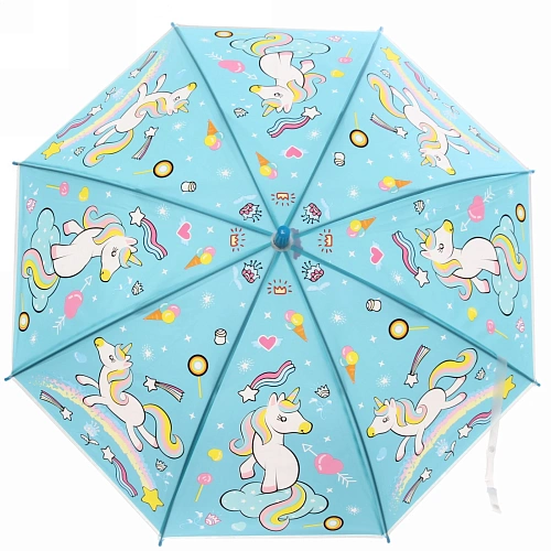 Зонт детский полуавтомат Ультрамарин - Единорожек на луне, 8 спиц, d-85см, длина в слож виде 68см  _17