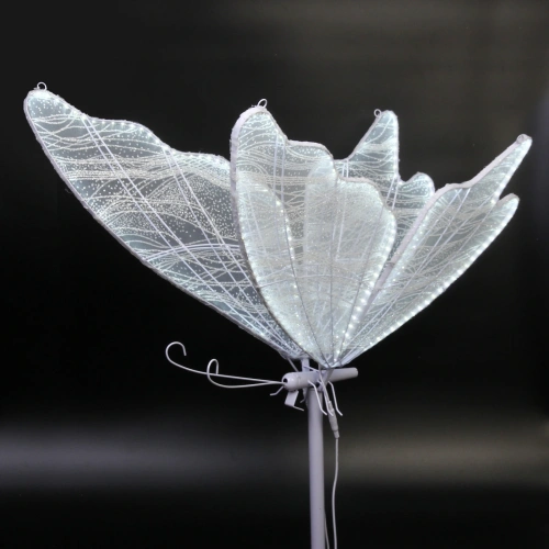 Фигура светодиодная "Волшебная Бабочка" на стойке h-1,94м, длина крыла 80 см, без движения,220v,Белый