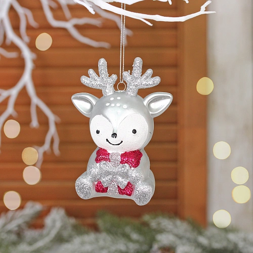 Ёлочная игрушка "Весёлый оленёнок" 8*5.5*11.5 см, Серебро