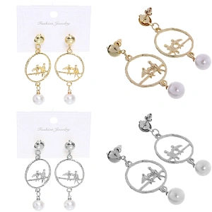 Серьги из гиппоалергенного сплава "ЭКЛАТТО", цвет серебро и золото, 5,5см