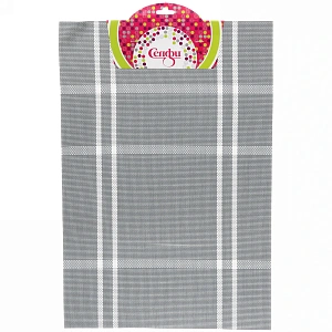 Салфетка на стол 30*45см плетеная, Клетка серая