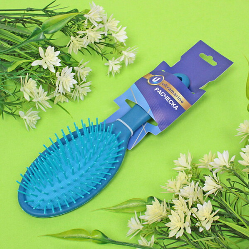 Расческа массажная Lady Brush, форма овальная, цвет синий, 22,57см (блистер Ultramarine)_3