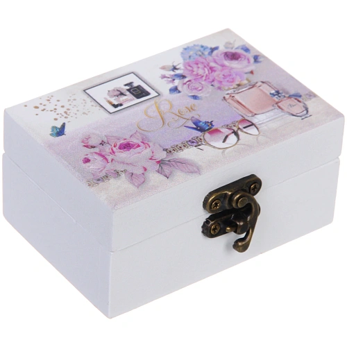 Шкатулка деревянная с зеркалом МАРЦИПАН, пудровые пионы, 95655см (в коробке)_3
