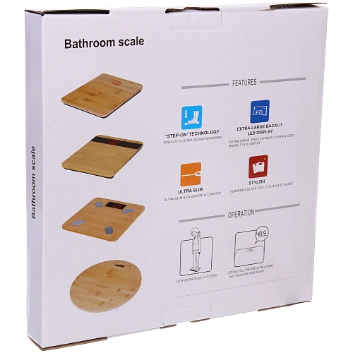 Весы напольные электронные ЭКО 2828 см (работает от 2хААА), бамбук_5