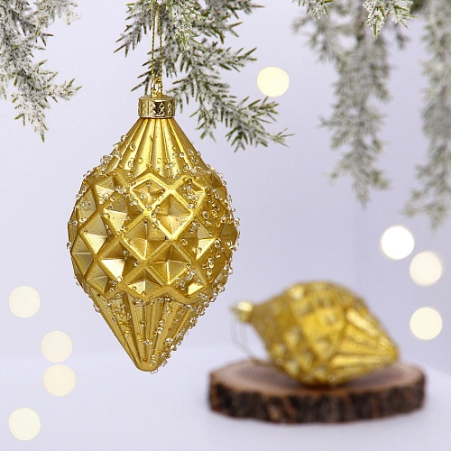 Ёлочные игрушки VERSAILLES "Ледяная капля" 12*6 см (набор 2 шт), Золото