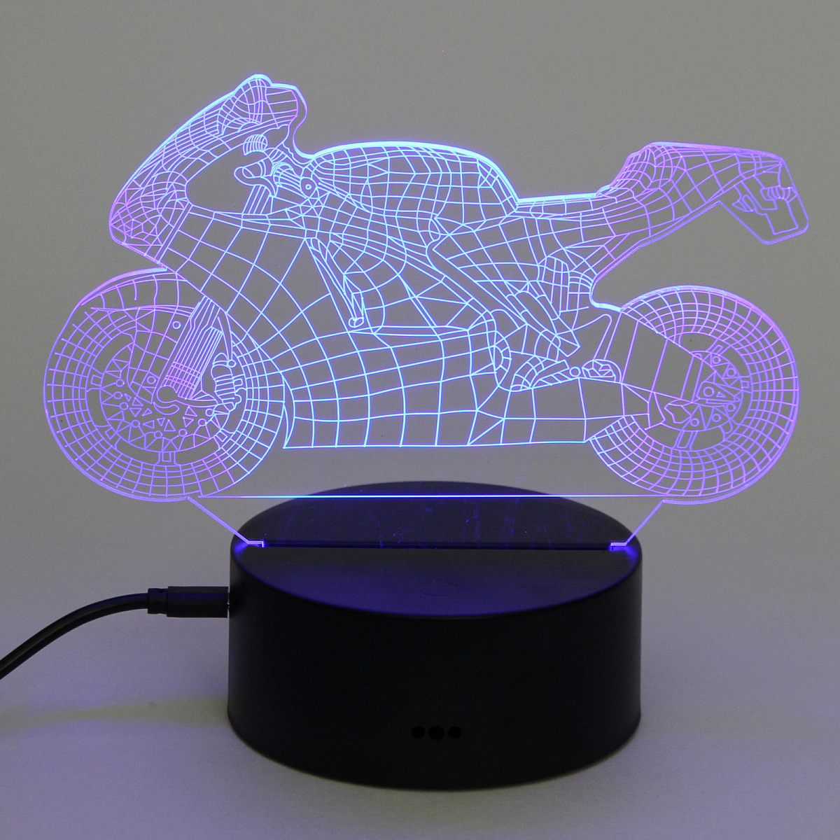 Светильник ночник "3D-Мотоцикл" на пластиковой подставке, с включателем USB