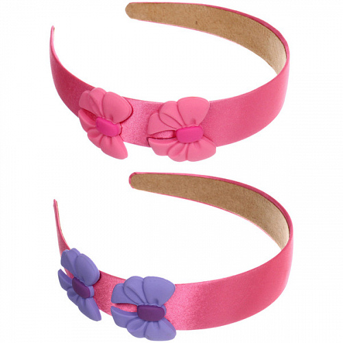 Ободок для волос детский "БАМБИ БУМ", бантики, цвет розовый, лавандовый и голубой, 3см