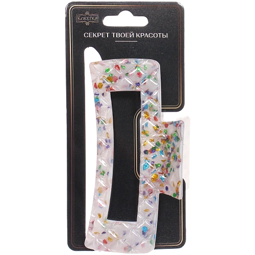 Заколка - краб для волос AKS - VIENTO, микс 6 цветов, прямоугольник, 10,54см _13