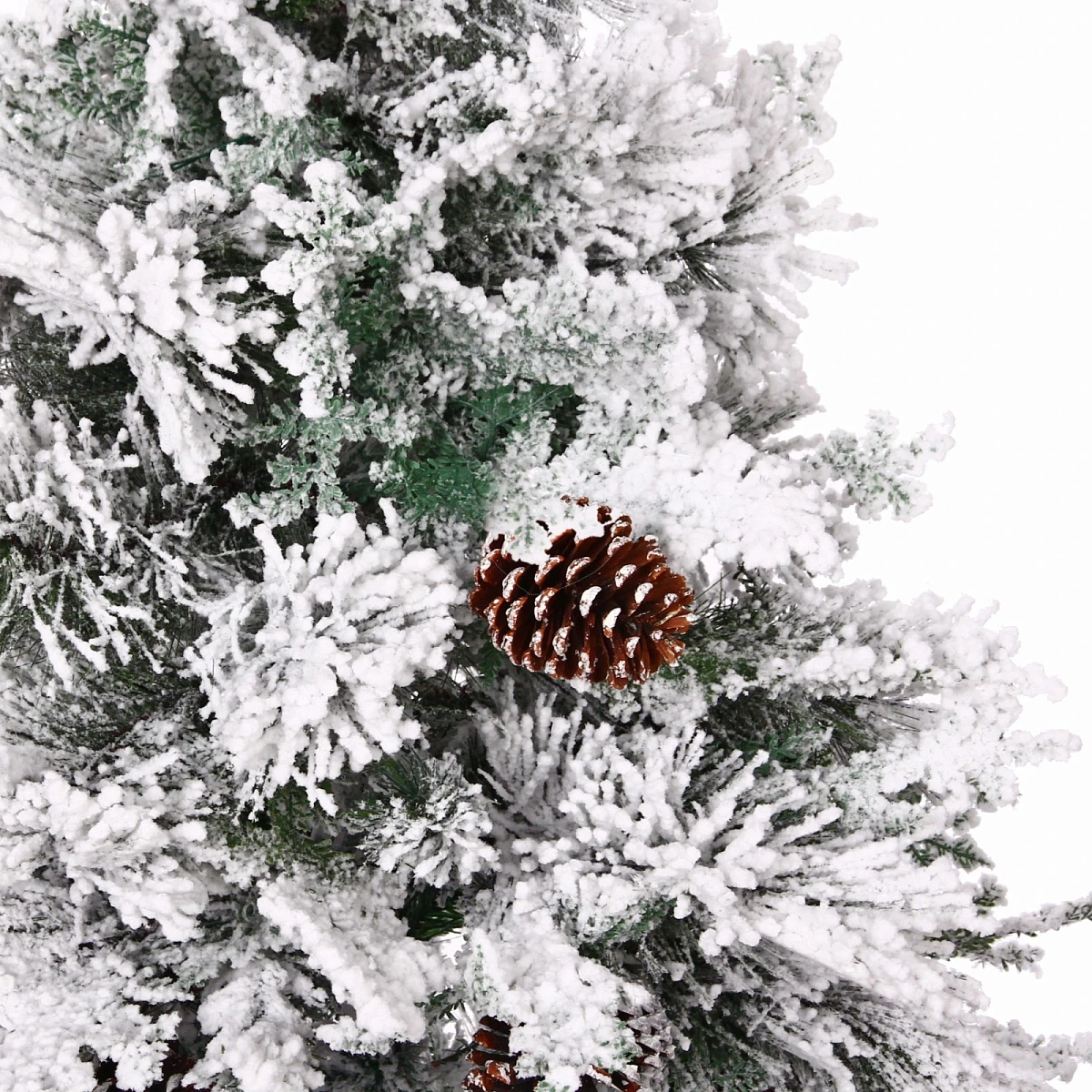 Ёлка "Кружевница" 120 см, ПВХ+Леска с шишками белая снежная посыпка (164 ветки)