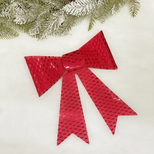 Бант на ёлку "Сияние" 20*26 см, Красный