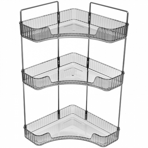 Полка для ванны угловая тройная "Фреш", серая 25,7х44,5х25,7см