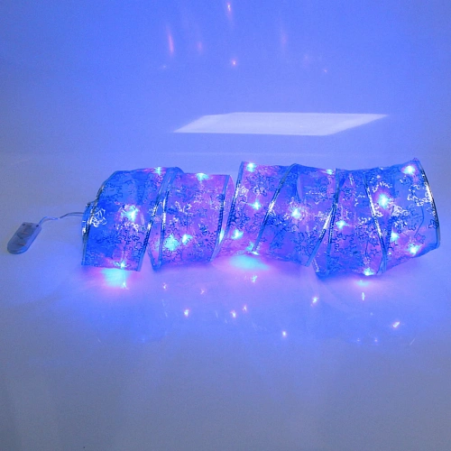 Гирлянда для дома ЛЕНТА ДЕКОРАТИВНАЯ  Морозные снежинки 2,0 м, 6 см, 20 ламп LED (на батарейках), Синий (подсветка синий)_8